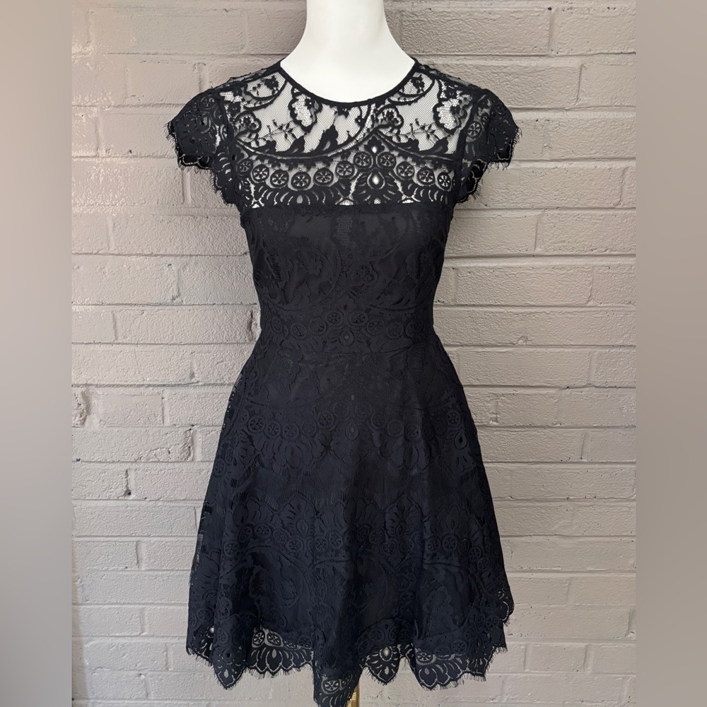 BB Dakota  black lace fit n flare dress  0